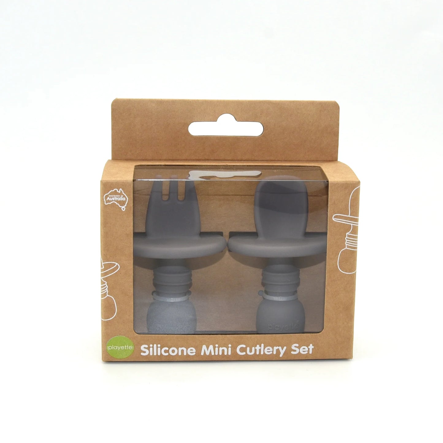 Silicone Mini Cutlery Set Grey