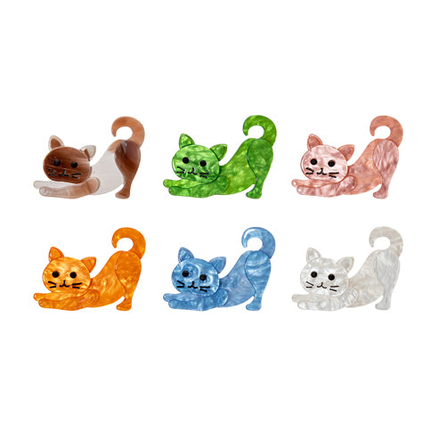 Stretching Cat Brooches