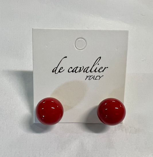 Pearl Earrings - Red