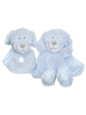 Puppy Comforter & Rattle Gift Set - Blue