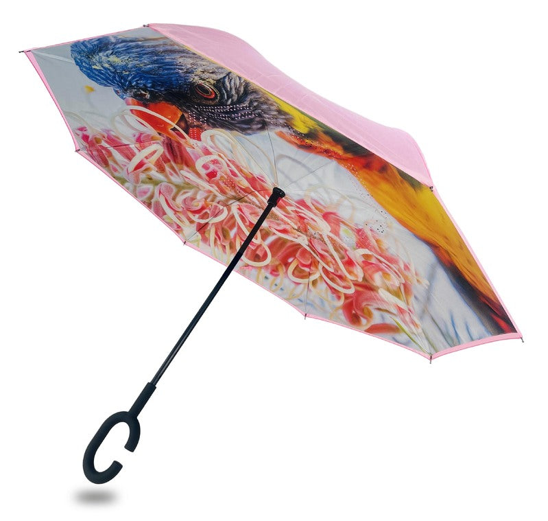 Reverse UPF50 Umbrella - Rainbow Lorikeet