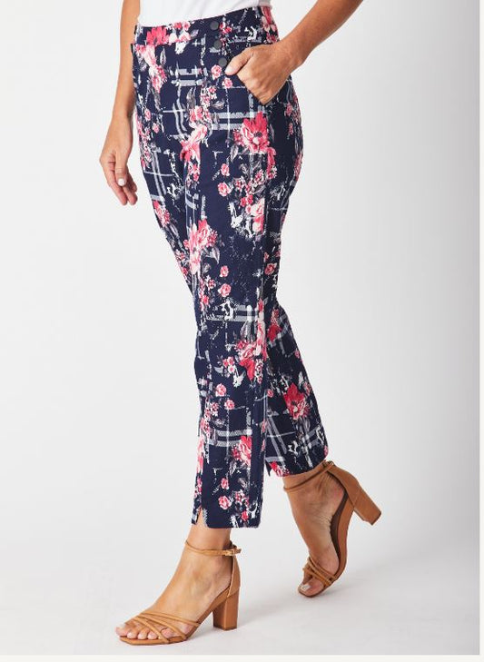 Stretch Sateen Pant - Navy Floral