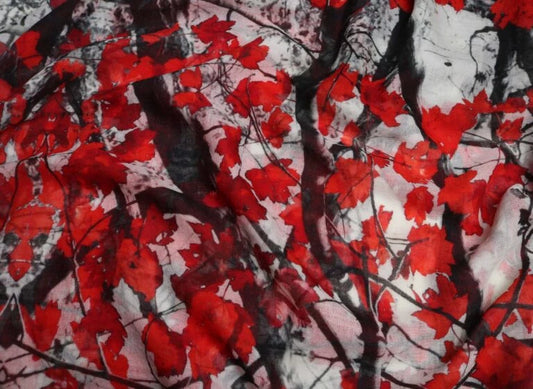 Red Autumn Scarf - Silk/Modal