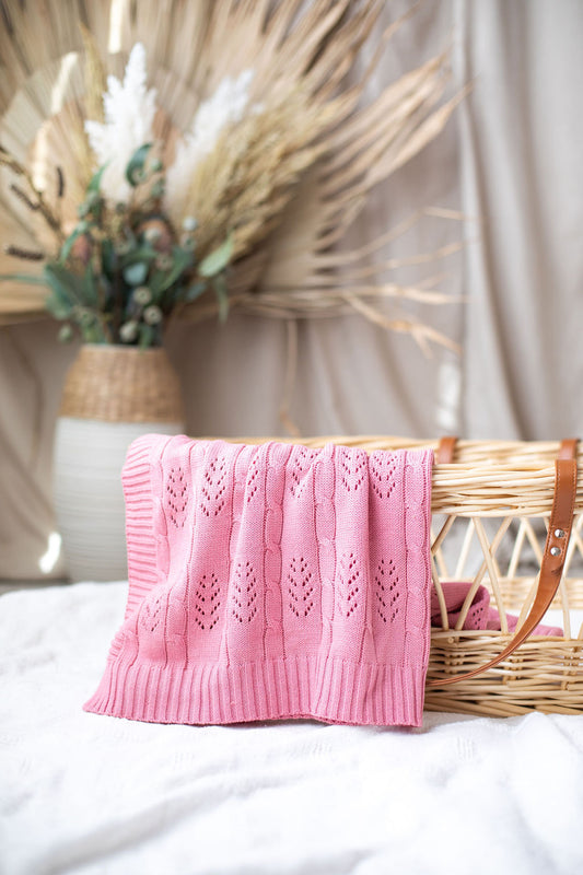 Fern Knitted Cotton Blanket - Assorted Colours