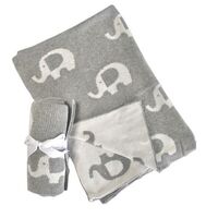 Knitted Elephant Baby Blanket - Assorted Colours