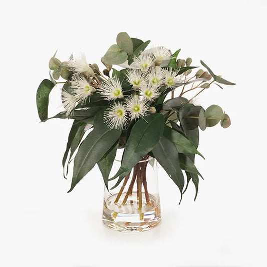 Eucalyptus Flowering Mix in Vase - Cream