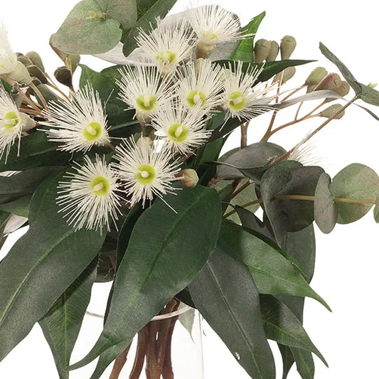 Eucalyptus Flowering Mix in Vase - Cream