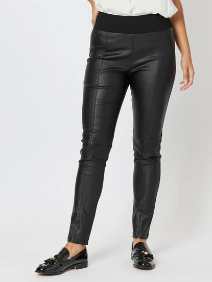 Leigh Pull On Wet Look Pant - Black