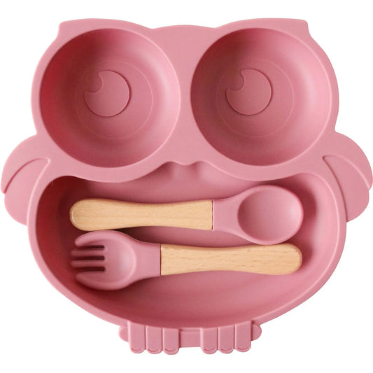 Silicone Bowl Set Owl - Pink