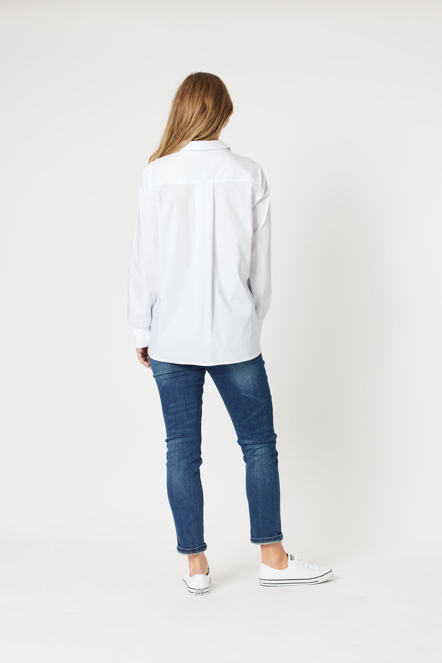 Jana Rib Cuff Poplin Shirt - White
