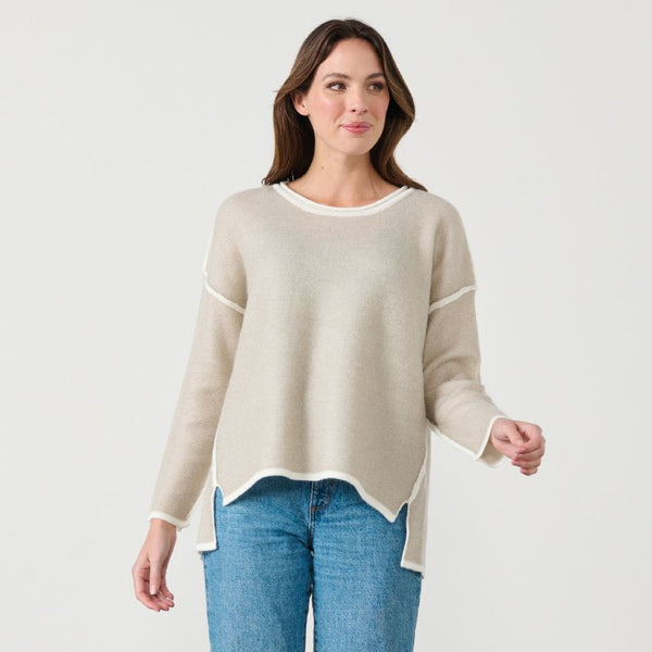 Split Hem Knit - Beige/Cream