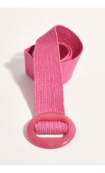 Stretch Summer Belt with Resin Buckle - Pink