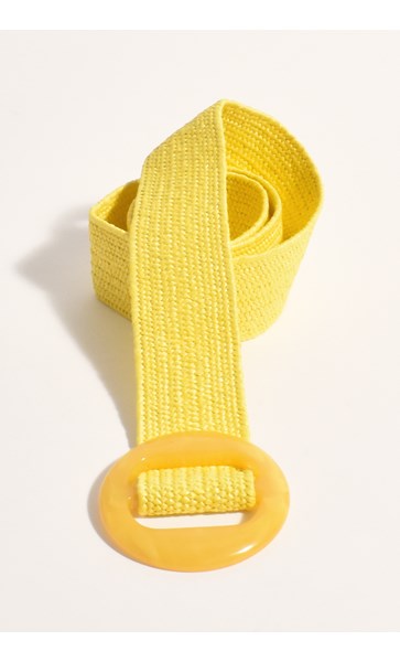 Stretch Summer Belt with Resin Buckle - Yellow