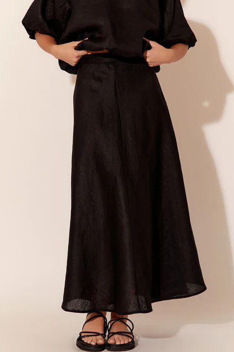 Lena Linen Skirt - Black