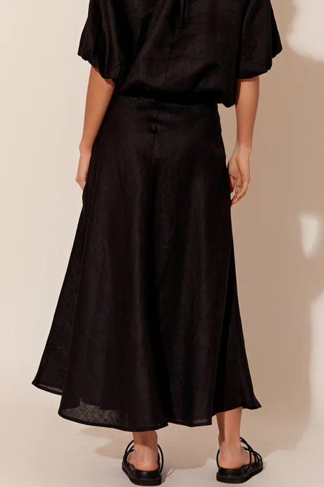 Lena Linen Skirt - Black
