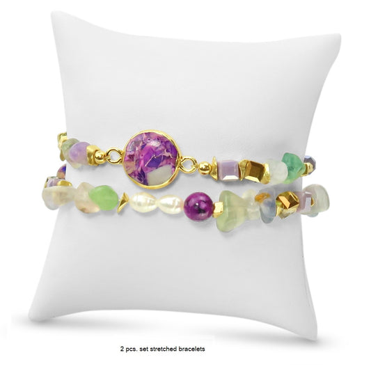 Pearl & Stone Bracelet - Purple