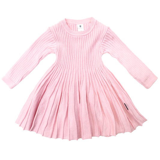 Rib Knit Swing Dress - Pink