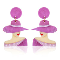 Hat Lady Earrings - Mauve