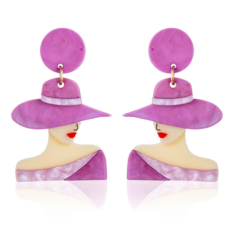 Hat Lady Earrings - Mauve