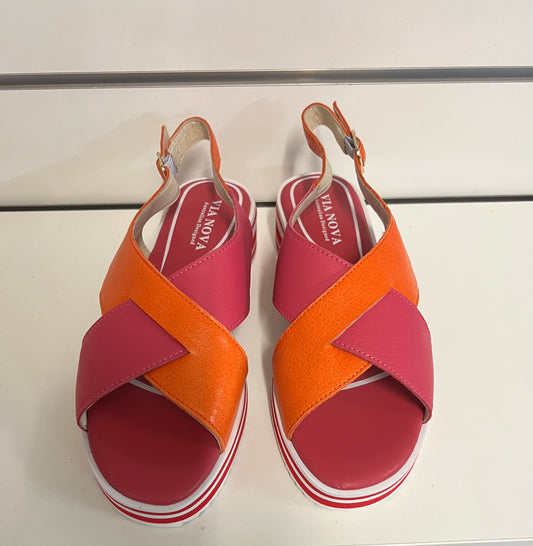 Ibbie Sandal - Orange/Fuschia