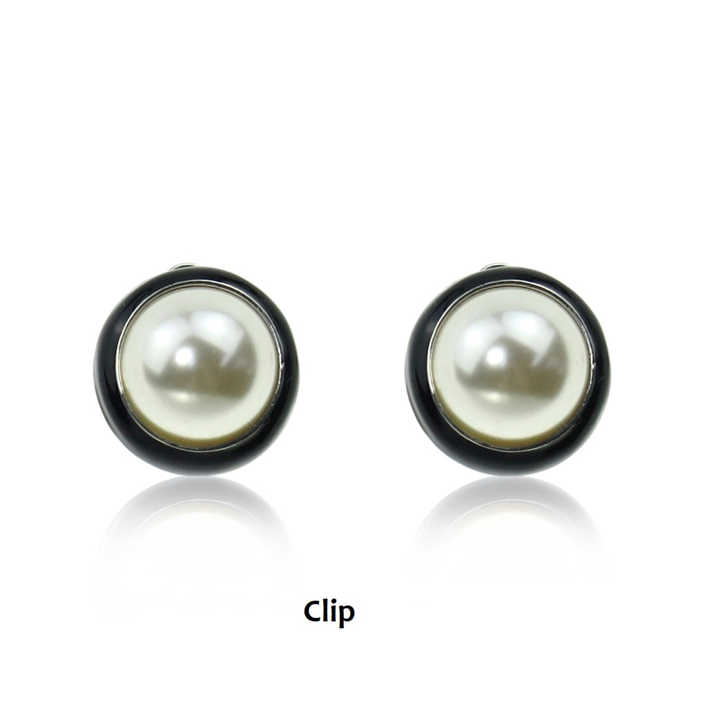 Low Dome Pearl Clip On Earrings