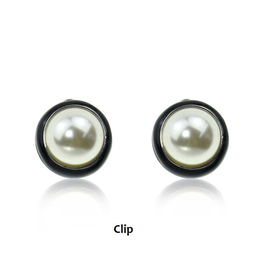 Low Dome Pearl Clip On Earrings