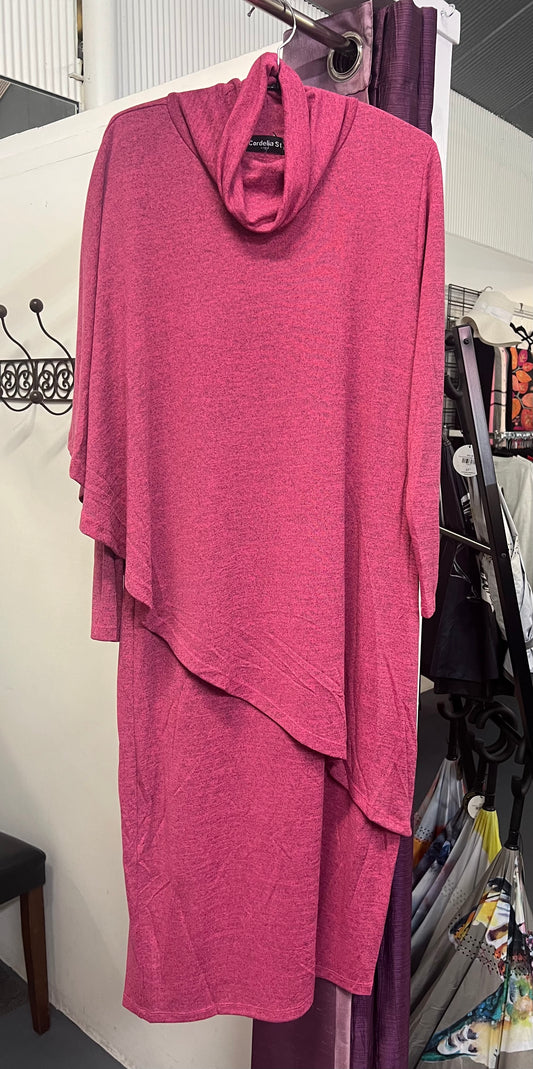 Cape Maxi Dress - Hot Pink