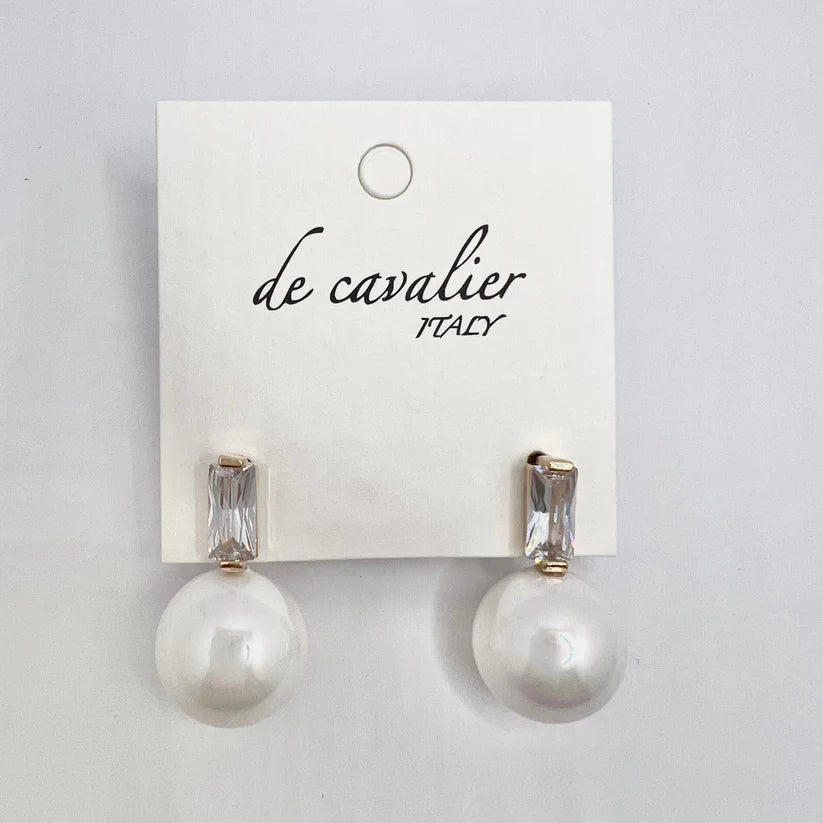 Whtie & Silver Pearl Earrings - 598