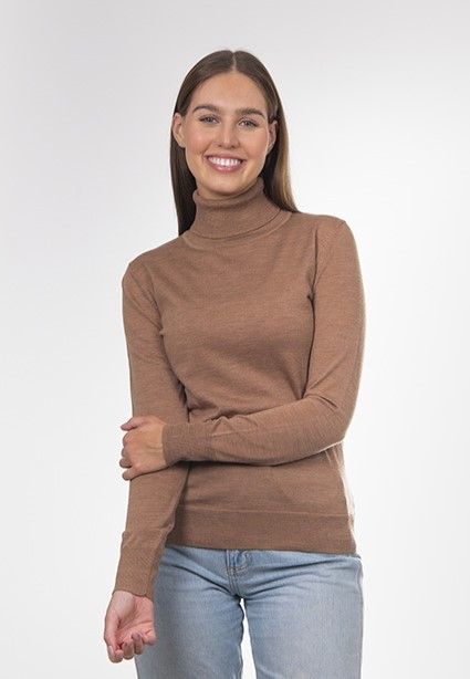 Roll Neck Pullover - Brown