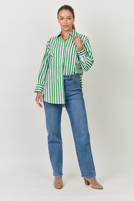 Stripe Cotton Shirt - Apple