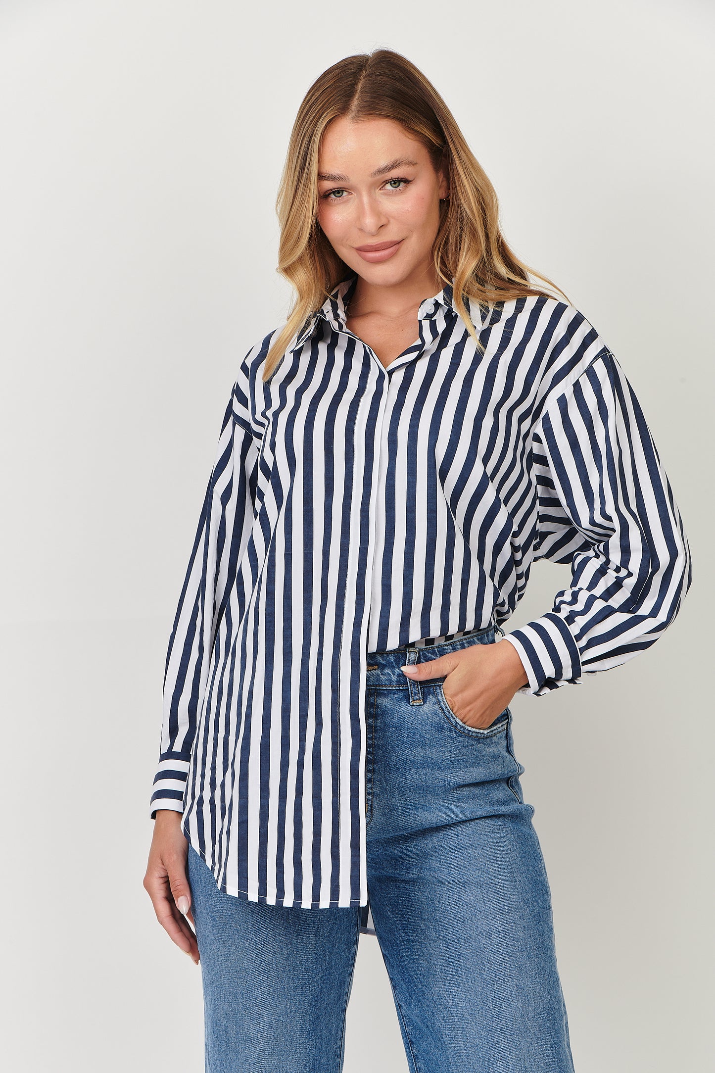Stripe Cotton Shirt - Ink