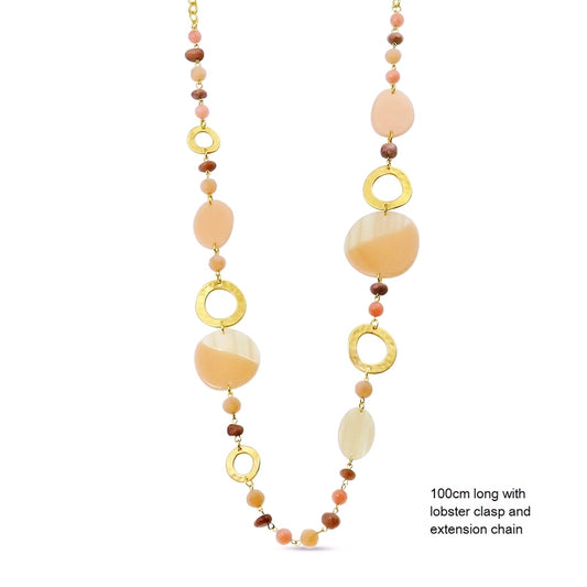 Mixed Bead Necklace - Peach