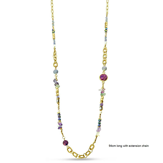 Mixed Beads Necklace - Purple