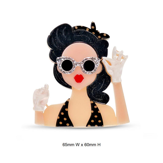 Lady Brooch with Glitter Glasses