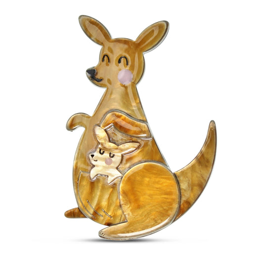 A Kangaroo & her Joey Brooch