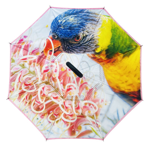 Reverse UPF50 Umbrella - Rainbow Lorikeet