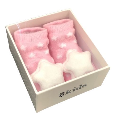 Pink Star Socks with Rattles