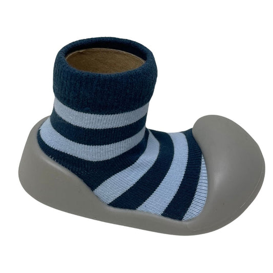 Rubber Soled Socks - Blue/Navy Stripe