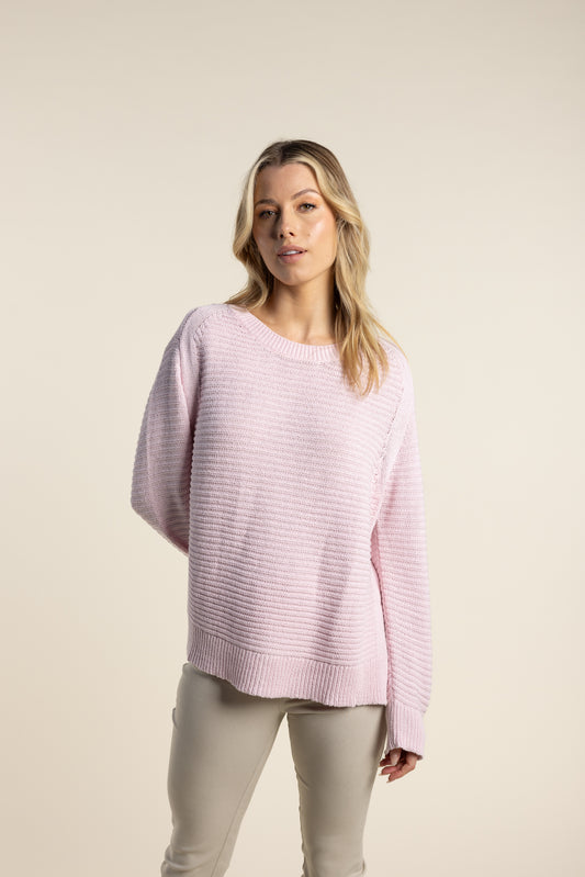 Chunky Knit Crew - Pale Pink