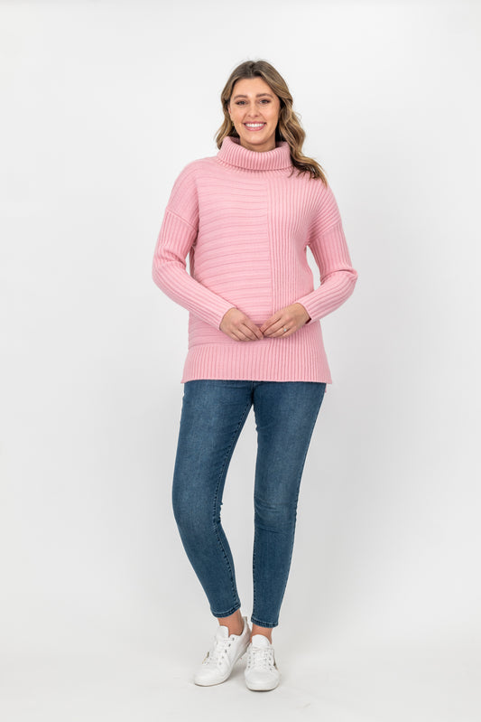 Roll Neck Pullover - Pink