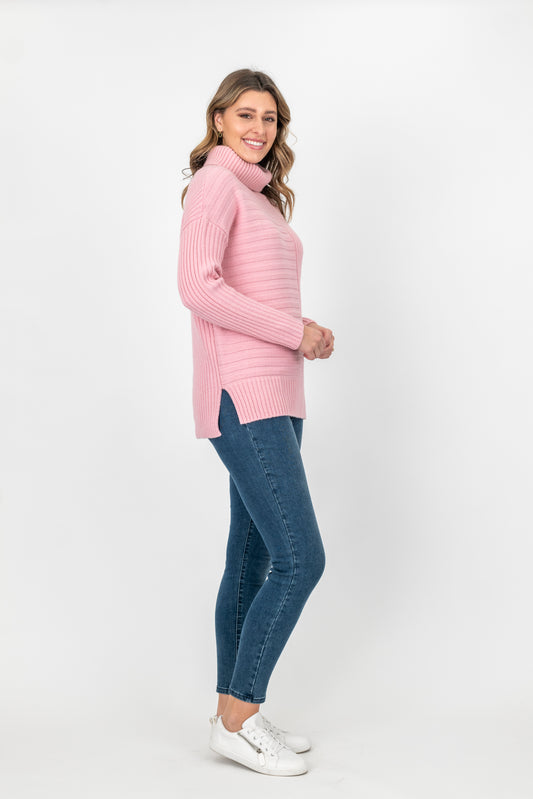 Roll Neck Pullover - Pink