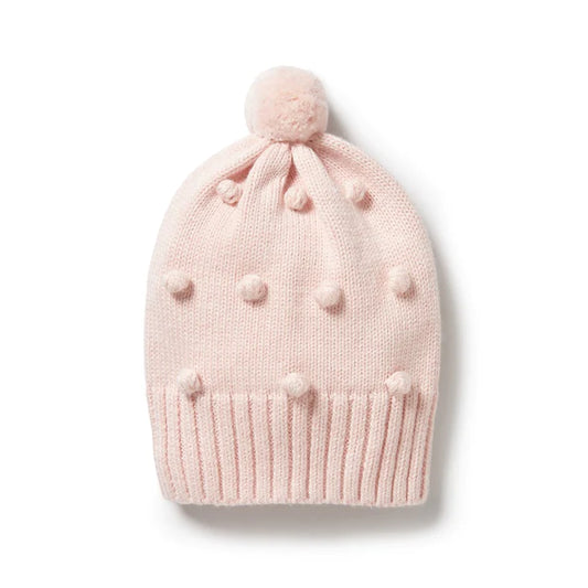 Knitted Bauble Hat - Pink