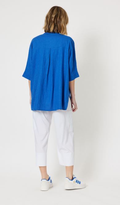 Darci Linen Blend Shirt - Azure