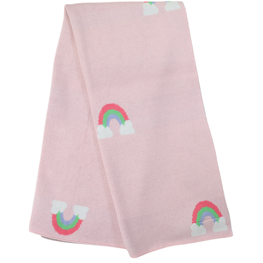 Rainbow Knit Blanket - Pink