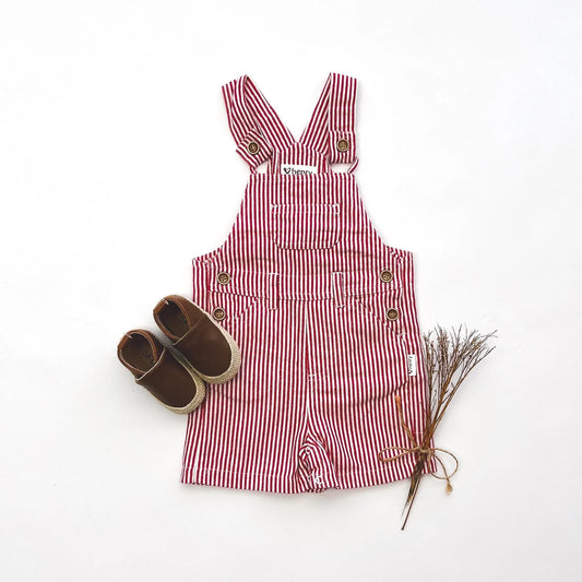 Baby Boys Roy Dungaree - Red Pinstripe