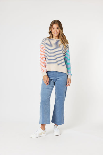 Maxwell Stripe Sweat - Blue/Multi