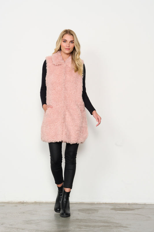 Sherpa Faux Fur Vest - Pink
