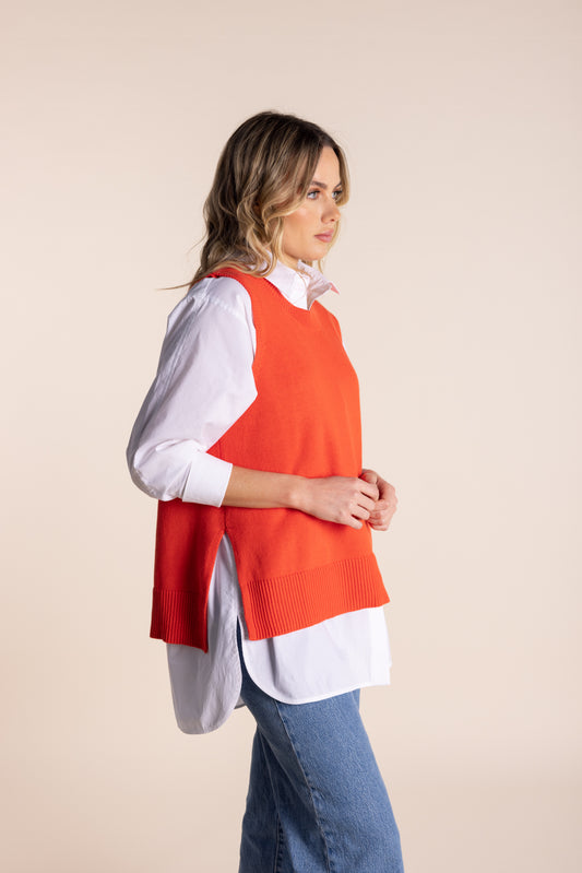 Cashmere/Cotton Vest - Orange