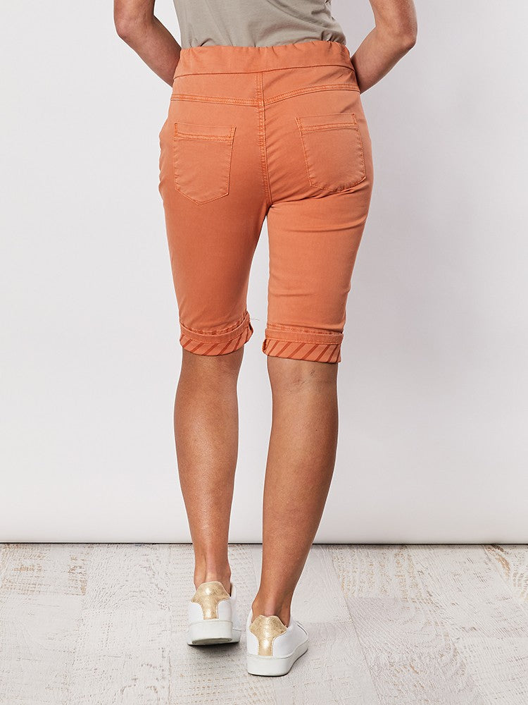 Stretch Denim Shorts - Orange