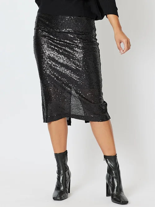 Darcy Sequin Skirt - Black